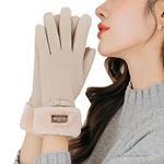 Favoreal Winter Gloves for Women Warm Fleece Lined Touchscreen Windproof Gloves Thick Winter Gloves for Lady (Beige, One Size)