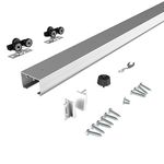 JUBEST 4FT Commercial Grade Pocket Door Hardware and Track Set, Sliding Door Hardware 48", Durable and Smoothly, Easy to Install