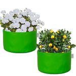 ORILEY Grow Bag Heavy Duty HDPE Plants Flower Growing Bags Floor Standing Mount Type for Home Garden Balcony Terrace Kitchen Nursery (Green, Round Without Handle, 250 GSM 18 x 18 inch Pack of 2)