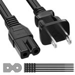 2 Prong AC Power Cord 15 FT, Polarized Cable for Vizio D-E-M-Series HDTV, LED LCD TV, 7A, IEC-60320 IEC320 C7 to NEMA 1-15P, 2 Slot Adapter Universal Replacement Supply Wall Cable with 25 Ties