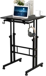 SIDUCAL Mobile Stand Up Desk Height Adjustable Workstation Home Office Standing Computer Desk Black
