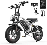 Vipdrive 750W Peak Electric Bike for Adults, 16" Fat Tire All-Terrain E-Bike with 624Wh Battery, Electric Motorcycle 50 Miles & 25 Mph, Electric Dirt Bike Double Shock Absorption, LCD Display, 5PAS
