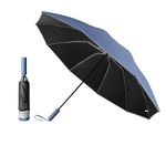 Gyios Umbrella 10 Ribs 125cm 3 Folding Windproof Strong Reverse Umbrella For Reflective Stripe Sunshade Umbrellas-haze Blue