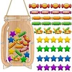 42Pcs Reward Jar for Kids, Personalized Reward Jar Reward System and Tokens with Colorful Candies and Stars,Incentive Motivate Good Behaviour Jar for Children Christmas Gift Classroom Home Supplies