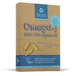 Vegan Omega 3 Supplement - High Strength 325mg DHA + 150mg EPA per Capsule - Only 1-a-Day - Supports Heart, Brain, Joint Health - Plant-based Omega 3 from Algae Oil - Plastic Negative, RTG, and Kosher - Two Months Supply