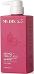 Medix 5.5 Retinol Cream With Ferulic Acid Anti-Sagging Treatment. Targets Crepey Wrinkles And Sun Damaged Skin. Anti-Ageing Cream Infused With Black Tea, Aloe Vera, And Chamomile 440mL (15 Oz)