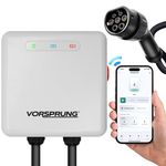 Smart EV Charger Wall Box Type 2 7.4kW 32Amp Nano by Vorsprung with Smart App WiFi Bluetooth Fast Charge 5.2m Cable EV charging Point Easy to Install Earthing Protection Electric Cars White