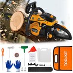 63cc Gas Powered Chainsaw, 20-Inch Gasoline Powered Chain Saws with Tool Kit, 3.94 HP 2 Cycle Petrol Chainsaw Handheld Cordless Chain Saw for Tree Trimming Wood Cutting Farm Garden