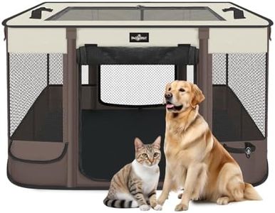 Foldable Pet Kitten Playpen, Upgrade Waterproof Portable Pet Cat Dog Playpen Kennel Tent for Small Dog Cat, Removable Shade Cover, Come with Free Carrying Case, Indoor Outdoor Use for Small Pet, Brown