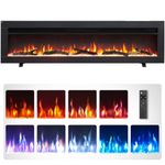 FlameKo Dilton 50"/127cm 3 in 1 Electric Fireplace With Logs, Freestanding, Wall Mounted, Recessed, 9 Colour Flame Effect, Media Wall Compatible, 900W - 1800W Heater, Remote Control