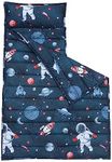 david's kids Toddler Nap Mat Set with Removable Pillow, Ultra Soft Slumber Bags for Boys，Perfect for Preschool, Daycare, Kids Sleeping Bags with Rollup Design, 50"x20", Space