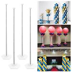 YALLOVE Balloon Column Stand Kit, 4 Sets of 7 Feet Height Adjustable Balloon Tower Pillar with Reusable Metal Telescopic Design for Birthday, Wedding, Baby Shower, Graduation Party Decoration