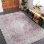 Hauteloom Bergman Living Room, Bedroom Area Rug - Traditional - Pink, Brown, Beige - 5' x 7'6"