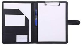 Folder A4 Clipboard Folder Conference Folder for Legal Pad, Faux Leather Folder Work Writing Foldover Clipboard with Cover, Portfolio Organiser A4 Folio Clip Board (Black)