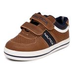 Nautica Kids Sneakers Double Strap Casual Athletic Shoes for Toddlers and Little Kids - Boys & Girls-Limpopo-Tan Navy White Size-12