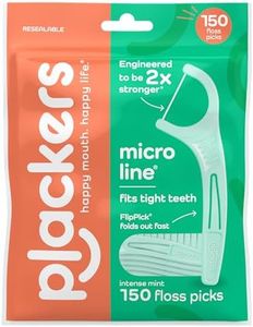 Plackers Micro Mint Dental Flossers, Fresh Mint Flavor, Fold-Out Toothpick, Super Tuffloss, Easy Storage with Sure-Zip Seal, 150 Count