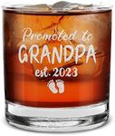 shop4ever® Promoted To Grandpa Est 2023 Engraved Whiskey Glass Gift for First Time Grandpa, New Granddad, Grandpa to Be