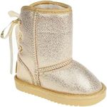 bebe Girl's Winter Boots Fur Boot Cuffs Sherpa Lined Shearling Microsuede Boots - Warm Boots For Girls (Toddler/Little Kid/Big Kid), Light Gold - Toddler, 8 Toddler