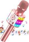 Karaoke Wireless Microphone, Kids Bluetooth Mic with LED, Wireless Karaoke Handheld Speaker Toy for Boys Girls, Home KTV/Parties Popular Singing for Adults Support Android & iOS Devices