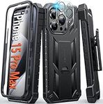 FNTCASE for iPhone 15-Pro-Max Phone Case : with Belt-Clip Holster & Kickstand