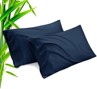 Bamboo Pillow Cases King Size 2 Pack, Navy Blue Cooling Pillowcases with Envelope Closure, Cool & Breathable Pillow Case for Hot Sleepers and Night Sweats, 20x40 inches