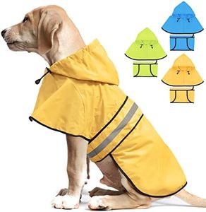 Weesiber Waterproof Dog Raincoat - Reflective Dog Rain Jacket - Lightweight Dog Rain Coat - Adjustable Dog Poncho - Dog Slicker for Night Walking (Medium, Yellow)