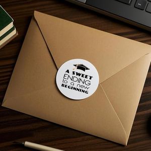 "A Sweet Ending to a New Beginning" 2025 Graduation Stickers (120-Pack) - 1.6 Inch Round Stickers for Grad Gifts, Party Decor & Yearbook Signing