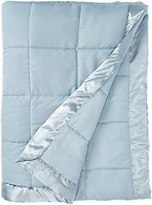 Madison Park Windom Down Alternative Blanket, Premium 3M Scotchgard Moisture Wicking Treatment, Lightweight and Soft Bed Cover For All Season, Satin Trim, Blue Twin