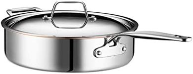 Legend Stainless 5-Quart Copper Core 5 ply Stainless Steel Saute Pan with Lid | Professional Home Chef Grade Clad Pot | For Soup, Broth & Stock, Chili, Casserole | All Surface, Induction & Oven Safe