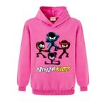 Ninja Kidz Boys Sports Hoodie Kids Top Girl Print Jumper (Rose Red,7-8 Years,7 Years,8 Years)