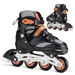 Navaris Adjustable Inline Skates - for Adults, Women, Men, Teens, Kids, Boys, Girls - Adult or Children's Unisex Roller Skates - S M L