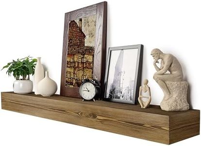 XWNE Fireplace Mantel,72 inch Rustic Wood Floating Mantel Shelves for Electric Fireplaces,Solid Wood Farmhouse Mantle for Over Fireplace -Black walnut-72''x8 x5''