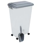DIVCHI Pet Food Storage Container Flip Top Locking System With Integrated Scoop Plastic Birds Airtight Pet Dog Cat Animal Dry Food 15 KG Dispenser Bin (Transparent, 40 L)