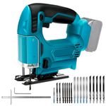 WingFly Jig Saw Compatible with Makita 18V Battery, 2700 SPM Electric Jigsaw Tool with 10 Piece T-Shank Blades, Variable Speed, 0°-45° Bevel Cutting for Wood Plastic Metal