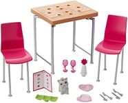 Barbie Furniture and Pet Set with Dining Table and Two Chairs