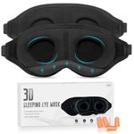 Eye Mask for Sleeping, 3D Contoured Cup Sleep Mask for Men Women, Soft Breathable Blackout Blindfold, Travel Eye Cover, Night Sleeping Mask with Adjustable Buckle for Side Sleeper (Black+Black (2 Packs))