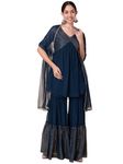 Indya Women's Georgette Kurta Sets (ICO00513_Blue_S)