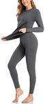 SIMIYA Women Thermal Underwear Set Base Layer Long Sleeve Top Ultra Soft Long Johns Fleece Lined Thermals Leggings for Winter Workout(Grey,M)