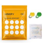 wisedry 10 Gram [30 Packs] Silica Gel Desiccant Packets Reusable for Moisture with Color Indicating Rechargeable Small Dessicant Packs Food Grade