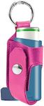 JRAIYBZ Asthma Inhaler Holder Carrying Holder for L-Shaped Inhaler PU Leather Protective Travel Handy Mini Holster for Adults and Kids,Carrying Case with Carabiner Clip（Inhaler Not Included ） (Rose)