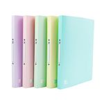 Oxford 5 Pack Flexible A4 Pastel Ring Binders, 20mm Flexi Plastic Folders for Students