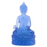 Nvanvmm Tibetan Medicine Buddha Statue,Translucent Resin Buddha Sculpture Decor Spiritual Decor Collectible -Blue