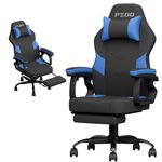 PZDO Gaming Chair with Footrest, Gaming Chairs for Adults with Lumbar Support Height Adjustable, Ergonomic Chaise Gamer Reclining Computer Chair Leather Gamer Chair for Teens, Kids, 300LBS, Blue