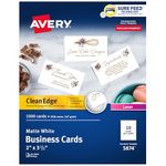 Avery Two-Side Printable Clean Edge Business Cards for Laser Printers, White, Box of 1000 (5874)