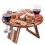 Collapsible Picnic Table - Single - Foldable Table with Drink Holders