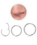 3Pcs 18G Silver Nose Rings Hoop for