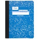 Mead Composition Notebook, Comp Book, Wide Ruled Paper, 100 Sheets, 9-3/4" x 7-1/2", Fashion, Assorted Colors, Color Selected May Vary, 1 Book (9918)