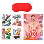 Tabanzhe Hen Party Games Set for Adults,Large Size Hunk Poster with 15PCS Player Stickers and 1 Eye Mask for Girls Hen Night Party Games Hen Do Accessories Bachelorette Party Favor Bridal Shower