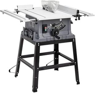 Festisoul 10 Inch Table Saw with Stand Table, 15amp 5000RPM Portable Table Saw, Mitre Saw 10 inch with Workbench Extension & Push Stick, 90° Cross Cut & 0-45° Bevel Cut Saw, for Jobsite Garage