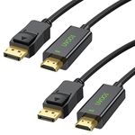 4K DisplayPort to HDMI Cable 6FT 2-Pack, UVOOI DP Display Port to HDMI Cable Adapter 6 Feet Support 4K@30Hz, 2K/1440P, 1080P for Dell, Monitor, Projector, Desktop, AMD, NVIDIA, Lenovo, HP